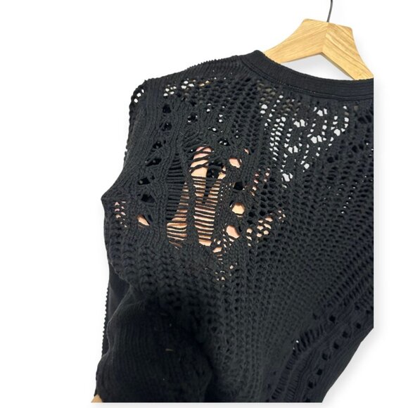 Olivaceous Cotton Cardigan with Open weave, Black, Size L - Picture 11 of 16